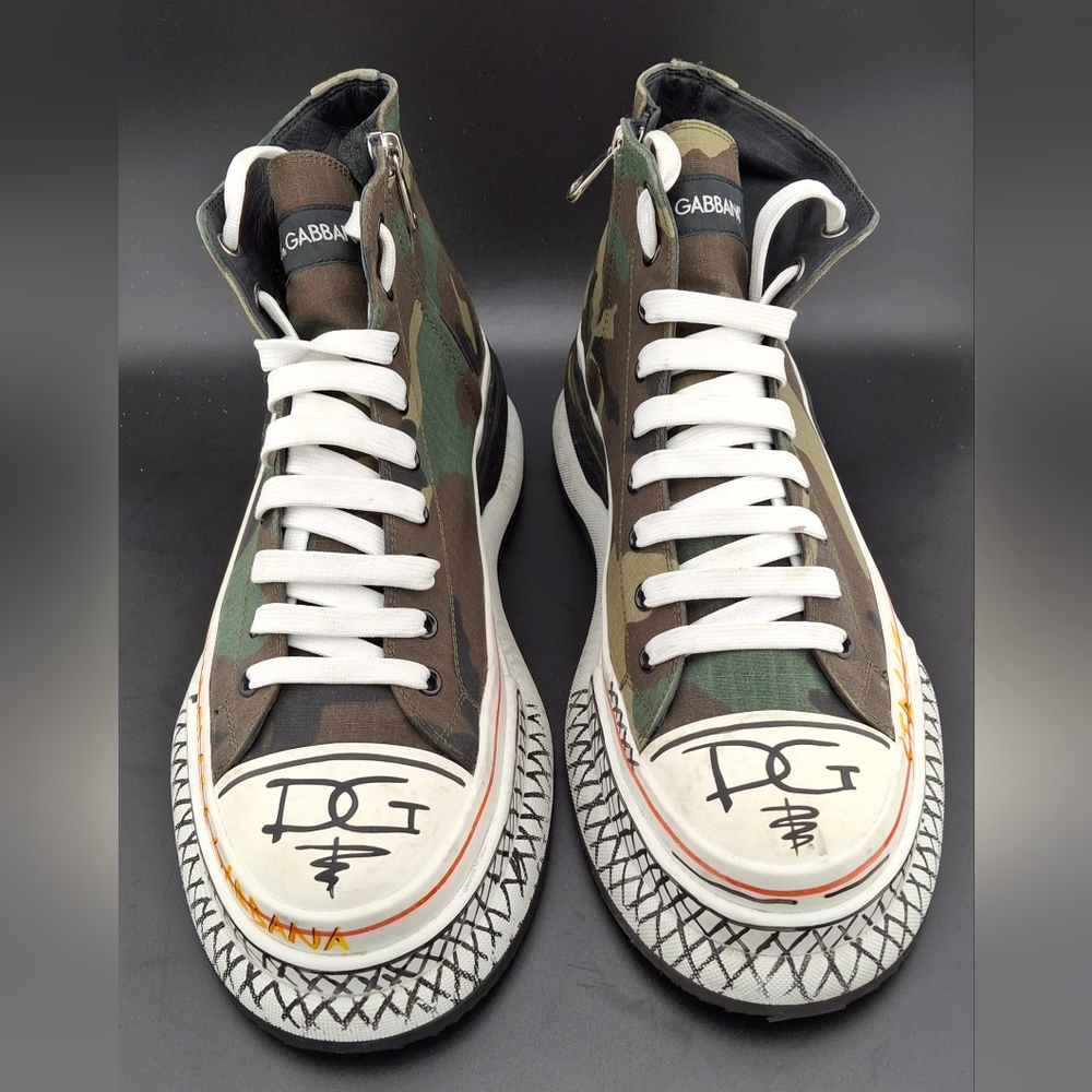 DOLCE & GABBANA CAMOUFLAGES CANVAS HIGH TOP SNEAKERS